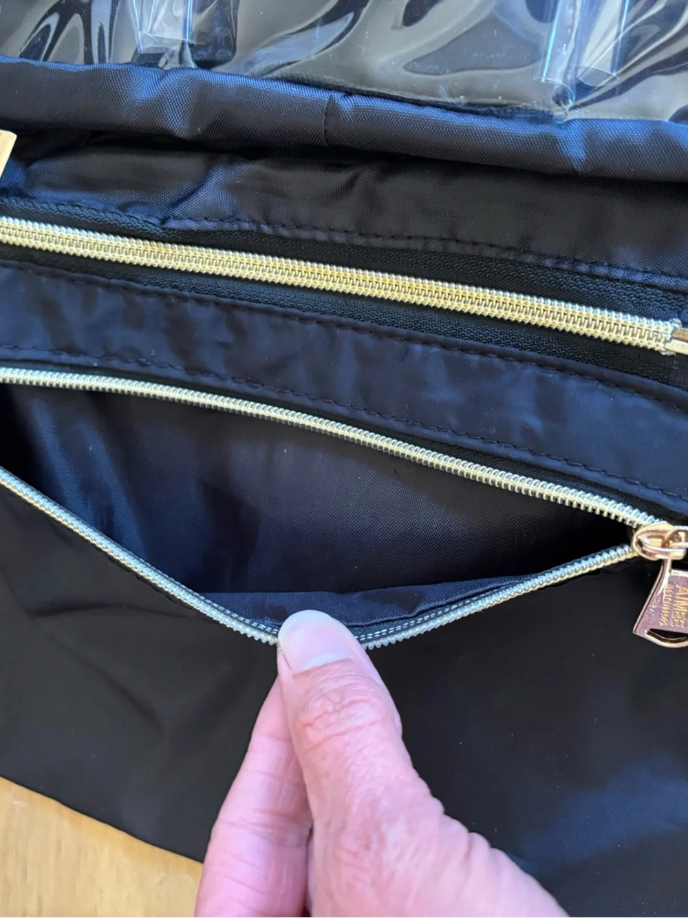 Aimee Kestenberg Black Quilted Cosmetic Carry Case/Travel Bag with Gold Hardware